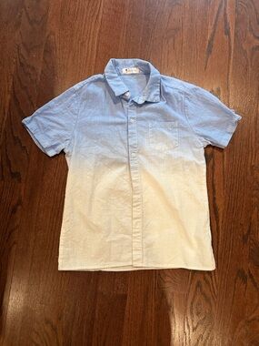 Kids Blue to White Ombre Short-Sleeve Button-Up Shirt